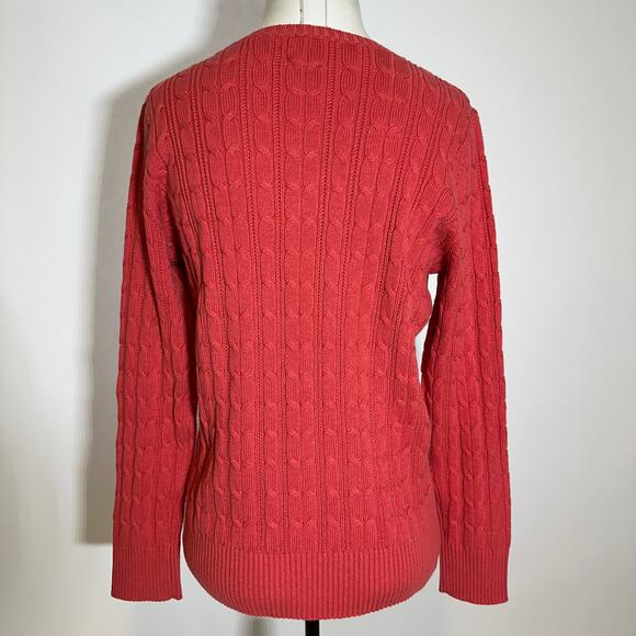 NWOT St. John's Bay Coral Cable Knit Crewneck Sweater Womens Size Large L Preppy - Picture 6 of 10